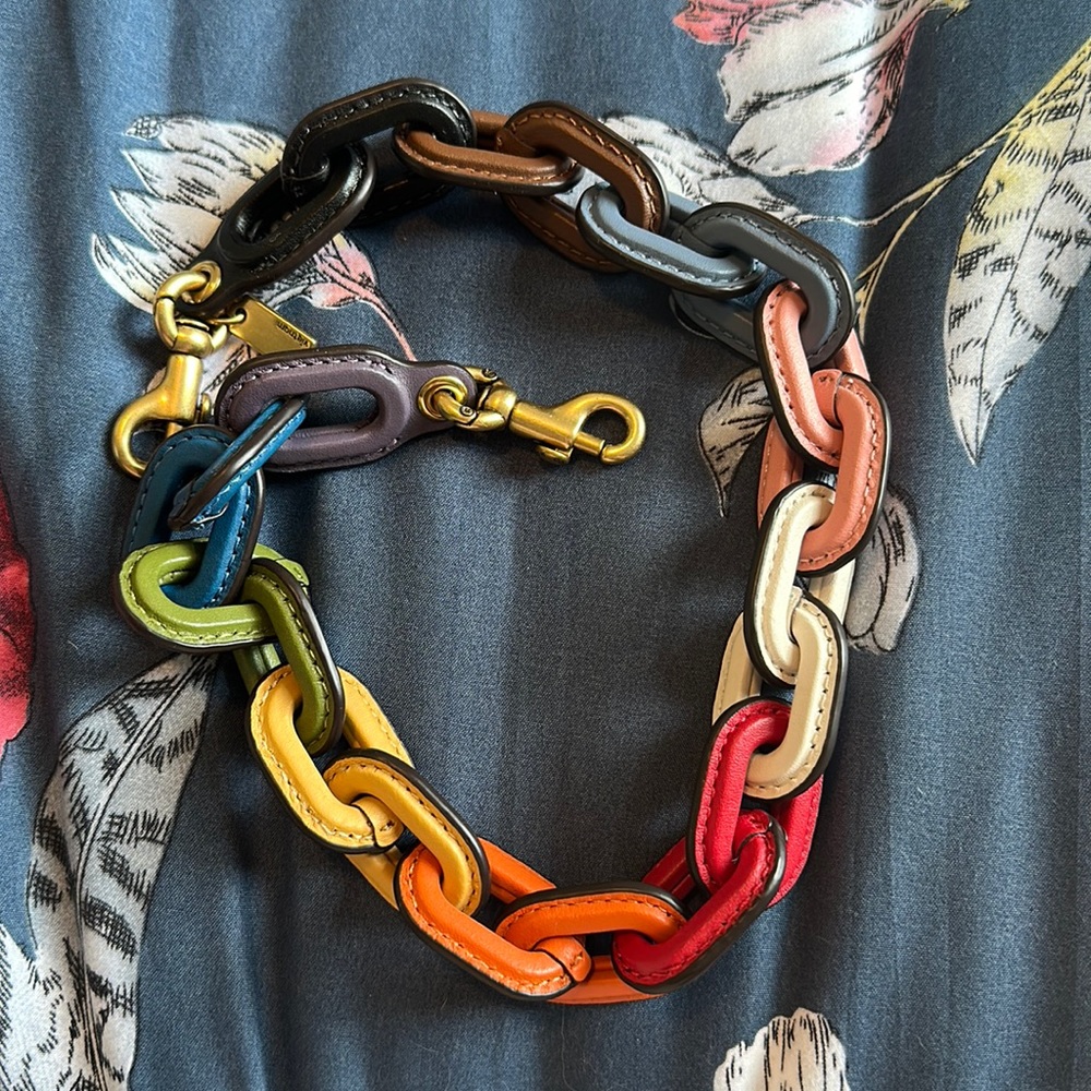 Coach Multicolor Linked Leather Chain Strap - Rainbow Colors
